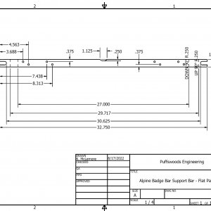 Alpine Badge Bar Support Iron - Flat Pattern Drawing